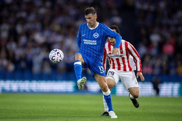 Pascal Gross of Brighton and Hove Albion and Alexander Thongla-Iad Warneryd of Tromso Brighton and Hove Albion v Tromso, UEFA Conference League, Play-Off Round, Second Leg, Football, American Express Community Stadium, Brighton, UK - 27 Aug 2026Brighton American Express Community Stadi United Kingdom  Copyright: xIanxTuttle Shutterstockx 17118944j
