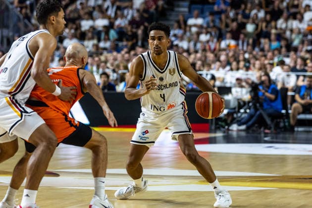 27.08.2026, GER, FIBA ‹Basketball World Cup 2027, European Qualifiers Köln, Deutschland-Türkei Maodo Lo (Deutschland, 4) Einzelaktion Aktion Köln LANXESS arena Nordrhein-Westfalen Deutschland