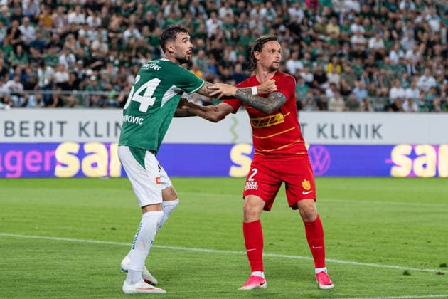 Fussball, UEFA Conference League Qualifikation: FC St. Gallen 1879 vs. FC Nordsjaelland, Donnerstag, 27.08.2026 (Berit Sitterstadion, St. Gallen, Schweiz); Mihailo StevanoviÄ‡, Mihailo Stevanovic (64, FC St. Gallen), Peter Ankersen (2, FC Nordsjaelland) Copyright: xValentinxDomgjonix