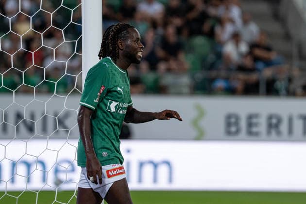 Fussball, UEFA Conference League Qualifikation: FC St. Gallen 1879 vs. FC Nordsjaelland, Donnerstag, 27.08.2026 (Berit Sitterstadion, St. Gallen, Schweiz); Aliou BaldÃ , Aliou Balde (14, FC St. Gallen) Copyright: xValentinxDomgjonix