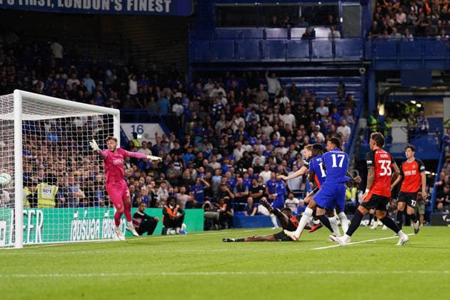 Carabao Cup round 2 Chelsea v Luton Town Danny Welbeck of Chelsea scores to make it 1-0 during the Carabao Cup round 2 match Chelsea vs Luton Town at Stamford Bridge, London, United Kingdom on 27 August 2026 (Photo by Harvey Murphy News Images) Copyright: xHarveyxMurphy NewsxImagesx