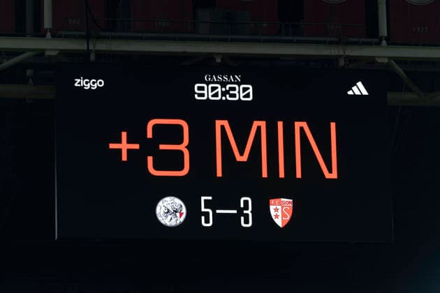 AMSTERDAM Scoreboard showing the score at 5 3 during the UEFA Conference League match at the Johan Cruijff ArenA on 27 August 2026 in Amsterdam, the Netherlands. (Photo by DeFodi Images) -