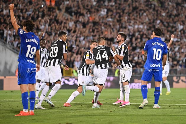 PARTIZAN vs GETAFE CELEBRATION football Partizan vs Gefafe UEFA Conference League qualifications match at Partizan stadium, Belgrade 27.08.2026 Foto: FOOTBALL, UEFA CONFERENCE LEAGUE QUALIFICATIONS, PARTIZAN, GETAFE Belgrade Partizan stadium Serbia Copyright: xMarkoxMetlas xMNxPressx