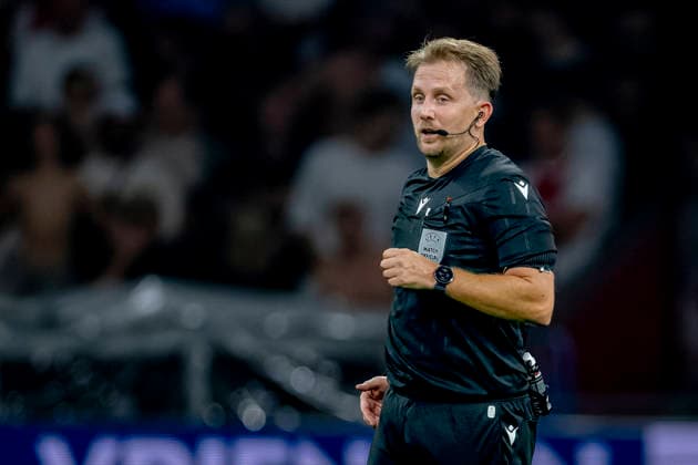 AMSTERDAM referee Julian Weinberger during the UEFA Conference League at the Johan Cruijff ArenA on 27 August 2026 in Amsterdam, the Netherlands. (Photo by DeFodi Images) -