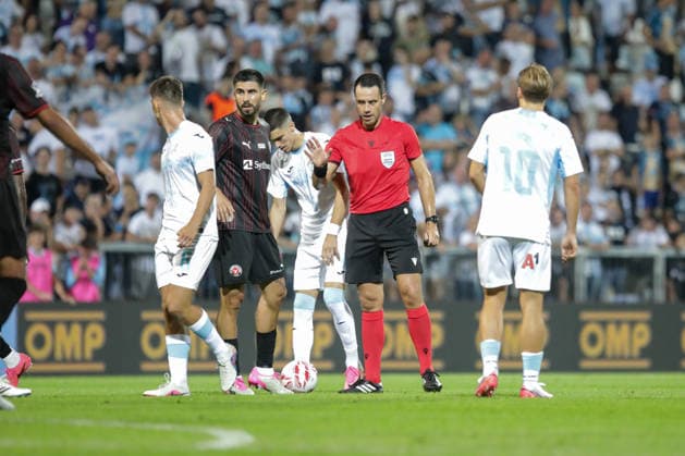 HNK Rijeka v Midtjylland - UEFA Conference League 2026 27 Play Off Round Second Leg RIJEKA, CROATIA - AUGUST 27: Referee Jasper Vergoote during the UEFA Conference League 2026 27 Play Off Round Second Leg match between HNK Rijeka and FC Midtjylland at Stadion HNK Rijeka on August 27, 2026 in Rijeka, Croatia.  GoranxKovacic PIXSELL