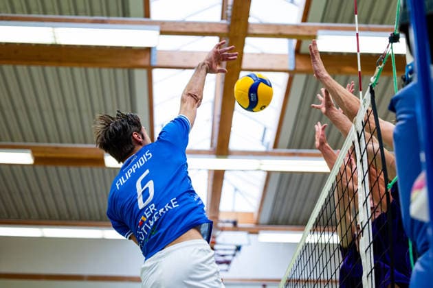 27.08.2026, GER, Volleyball, Maenner, Saison 26 27, 2.Bl Sued 1.Bl, Testspiel, Blue Volleys Gotha - Cerebricks Volley Goats Mitteldeutschland Jean Filippidis (Blue Volleys Gotha,6) 99867 Gotha Sporthalle Sportanlage Ernesti Thüringen Deutschland