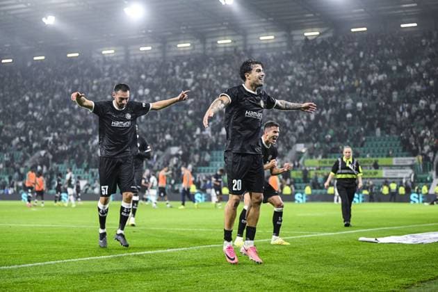 Gent s Filipe Alves Tiago celebrates after winning a soccer game between Scottish team Hibernian FC and Belgian soccer team KAA Gent, Thursday 27 August 2026 in Edinburgh, on the return leg of the play-off round for the UEFA Conference League league phase. TOMxGOYVAERT  x184518685x