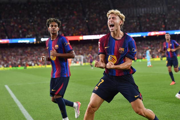 FC Barcelona, Barca v ATHLETIC CLUB DE BILBAO SPOTIFY CAMP NOU. BARCELONA Aug 27,2026 iFC BARCELONA vs ATHLETIC CLUB DE VBILBAO AUG 27 ,2026 Fermin (7) of FC Barcelona celebrates scoring his team s second goal during the match between FC Barcelona and Athletic Club de Bilbao corresponding to the first day (postponed match) of La Liga EA Sports at at Spotify Camp Nou in Barcelona, Spain. Barcelona ESP Copyright: xS.xRosx