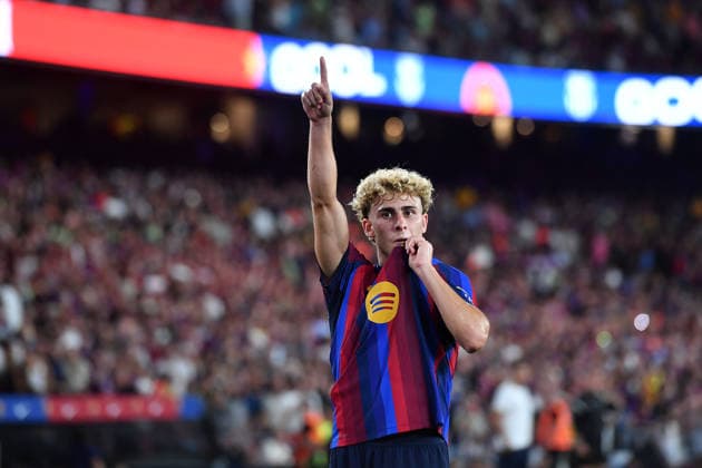 FC Barcelona, Barca v ATHLETIC CLUB DE BILBAO SPOTIFY CAMP NOU. BARCELONA Aug 27,2026 iFC BARCELONA vs ATHLETIC CLUB DE VBILBAO AUG 27 ,2026 Fermin (7) of FC Barcelona celebrates scoring his team s second goal during the match between FC Barcelona and Athletic Club de Bilbao corresponding to the first day (postponed match) of La Liga EA Sports at at Spotify Camp Nou in Barcelona, Spain. Barcelona ESP Copyright: xS.xRosx