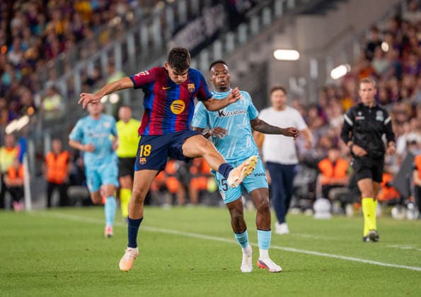 ESP: LaLiga EA Sports FC Barcelona, Barca v Athletic Bilbao Gerard Martin of FC Barcelona and alvaro Djalo of Athletic during LaLiga EA Sports between FC Barcelona v Athletic Bilbao played at Spotify Camp Nou Stadium in Barcelona on August 27, 2026 in Spain Spain Futbol Copyright: xAgenciaxLOFx