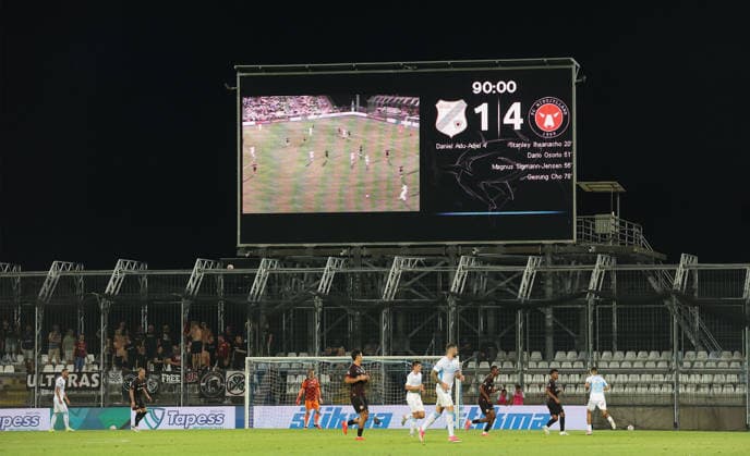 27.08.2026 Rijeka(Croatia) HNK Rijeka-FC Midtjylland Play off Uefa Conference League men s football Result display in last minut of match. :