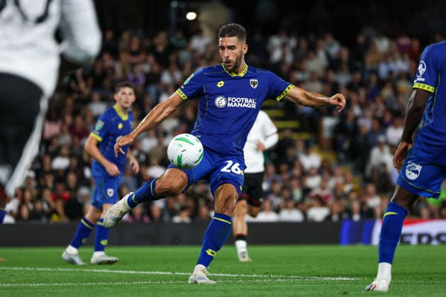 LONDON, ENGLAND, AUGUST 27: Dan Sweeney during the Carabao Cup, English League Cup 2nd round match between Fulham and AFC Wimbledon at Craven Cottage in London, England. (Photo by Alex Ferrelly Sports Press Photo) Copyright: xAlexxFerrelly SportsxPressxPhotox Sportspressphoto_SPR217459