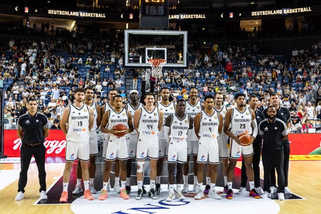 27.08.2026, GER, FIBA ‹Basketball World Cup 2027, European Qualifiers Köln, Deutschland-Türkei Teamfoto Team Deutschland Köln LANXESS arena Nordrhein-Westfalen Deutschland