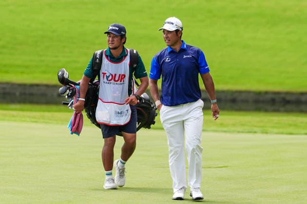 August 27, 2026, Atlanta, Georgia, USA: Hideki Matsuyama (JPN) (L) and his caddie approach the 11th green during the first round of the 2026 TOUR Championship at East Lake Golf Club. Atlanta USA - ZUMAw109 20260827_fap_w109_013 Copyright: xDebbyxWongx