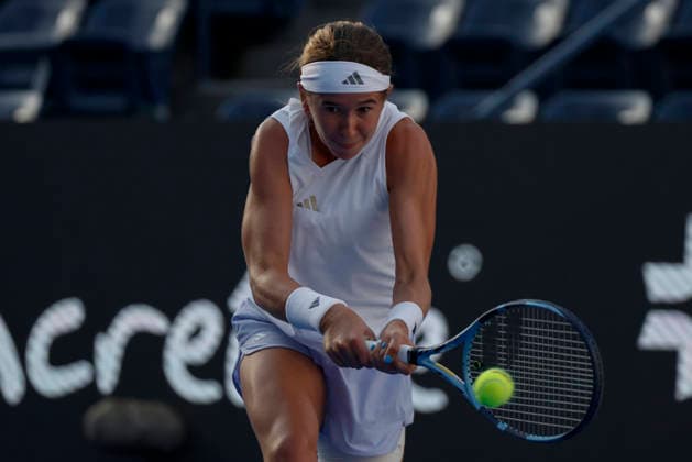 August 27, 2026, Monterrey, Nuevo Leon, Mexico: Nikola Bartunkova (CZE) in action against Darja Vidmanova (CZE) during the GNP Seguros WTA, Tennis Damen 500 Open at Club Sonoma in Monterrey, Nuevo Leon. Tenis 2026: WTA 500 Monterrey: Vidmanova Vs Bartunkova  - ZUMAo125 20260827_zip_o125_023 Copyright: xAntonioxOjedax