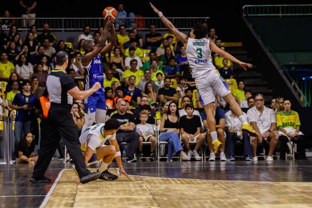 Brasil x República Dominicana BRASiLIA, DF - 27.08.2026: BRASIL X REPuBLICA DOMINICANA - Match between Brazil and the Dominican Republic, valid for the FIBA World Cup 2027 qualifiers, held at the Nilson Nelson Gymnasium in Brasilia. (Photo: Joao Pedro Carvalho Fotoarena) x3005742x  JoaoxPedroxCarvalho