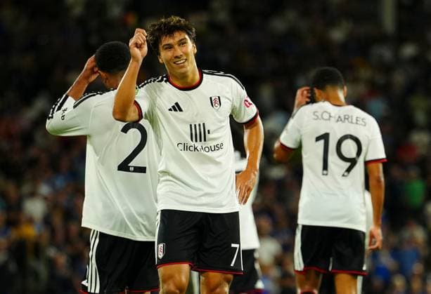 Gonzalo Garcia of Fulham celebrates scoring a goal after making it 3-0 Fulham v AFC Wimbledon, EFL Carabao Cup, Second Round, Football, Craven Cottage, London, UK - 27 Aug 2026London Craven Cottage United Kingdom EDITORIAL USE ONLY No use with unauthorised audio, video, data, fixture lists, club league logos or live services. Online in-match use limited to 120 images, no video emulation. No use in betting, games or single club league player publications. Copyright: xJavierxGarcia Shutterstockx 17118946cr