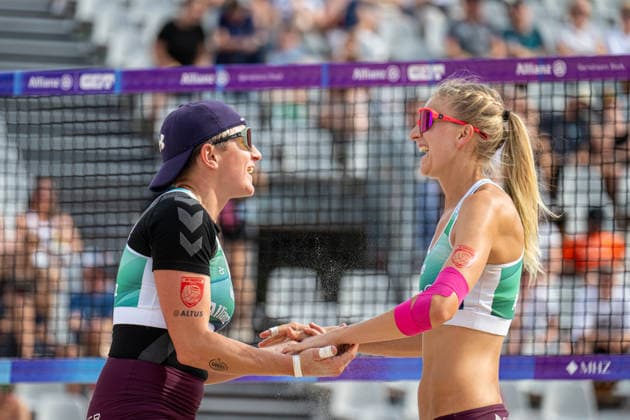RECORD DATE NOT STATED German Beach Championship - Deutsche Beachvolleyball Meisterschaft Dortmund, Germany 27.08.2026 DORTMUND, GERMANY - AUGUST 27: Melanie Gernert (Player 2, SV Energie Cottbus), Nele Barber (Player 1, SV Energie Cottbus) during the German Beach Championship - Deutsche Beachvolleyball Meisterschaft at Dortmund on August 27, 2026 in Dortmund, Germany. Copyright: xBEAUTIFULxSPORTS PeterxWeberx