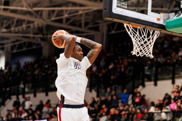 Chile v USA - FIBA World Cup 2027 Americas Qualifier Santiago, Chile - 27 August: Tyler Smith of United States attempts a shot during the FIBA World Cup 2027 Americas Qualifiers Group E game between Chile and USA at Centro de Deportes Colectivos on August 27, 2026 in Santiago, Chile Santiago Centro de Deportes Colectivos Region Metropolitana de Santiago Chile Copyright: xLatinxSportxImagesx