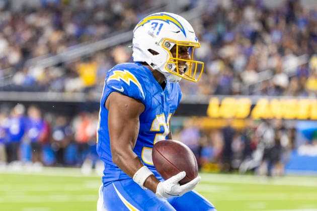 August 27, 2026, Inglewood, California, USA: Los Angeles Chargers Running Back Gregory Desrosiers (31) celebrates after scoring against Los Angeles Rams during an NFL, American Football Herren, USA football preseason game, in Inglewood, Calif. on Thursday August 27, 2026. NHL, Eishockey Herren, USA 2026: LA Rams 20:18 LA Chargers  - ZUMAc68_ 20260827_zaf_c68_032 Copyright: xRingoxChiux
