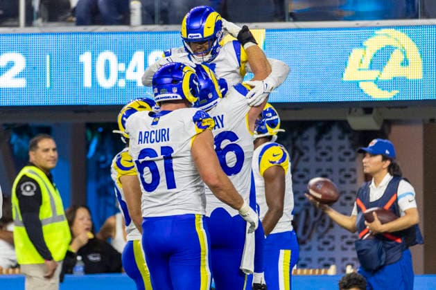 August 27, 2026, Inglewood, California, USA: Los Angeles Rams Wide Receiver Brennan Presley (81) celebrates after scoring a touchdown against Los Angeles Chargers during an NFL, American Football Herren, USA football preseason game, in Inglewood, Calif. on Thursday August 27, 2026. NHL, Eishockey Herren, USA 2026: LA Rams 20:18 LA Chargers  - ZUMAc68_ 20260827_zaf_c68_034 Copyright: xRingoxChiux