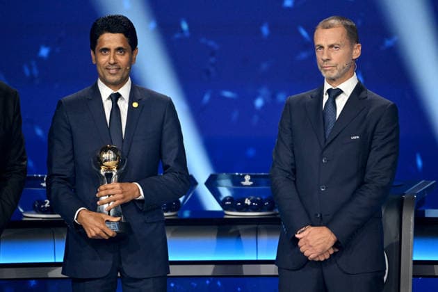 Nasser al-Khelaïfi, le président du PSG, et Aleksander Ceferin, le président de l’UEFA, lors du tirage au sort de la phase de ligue de l’édition 2026-2027 de la Ligue des champions au Grimaldi Forum de Monaco, le 27 août 2026. Bruno Bebert Bestimage The 2026 27 UEFA Champions League league phase draw at the Grimaldi Forum in Monaco on August 27, 2026. Monaco Monaco  Copyright: xBrunoxBebertx xBestimagexBrunoxBebertx xBestimagex