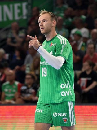 Mathias Gidsel Aktion Oberkörper Handball HBL Bundesliga Herren 1. Spieltag Saison 2026 2027 27.08.2026 Füchse Berlin vs MT Melsungen