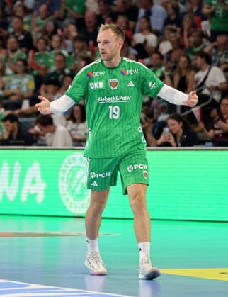 Mathias Gidsel gestikulierend Einzelbild Freisteller Aktion Handball HBL Bundesliga Herren 1. Spieltag Saison 2026 2027 27.08.2026 Füchse Berlin vs MT Melsungen