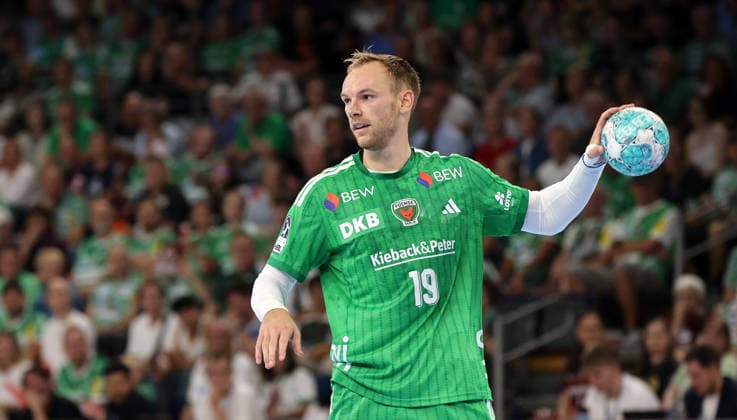Mathias Gidsel am Ball Aktion Oberkörper Handball HBL Bundesliga Herren 1. Spieltag Saison 2026 2027 27.08.2026 Füchse Berlin vs MT Melsungen