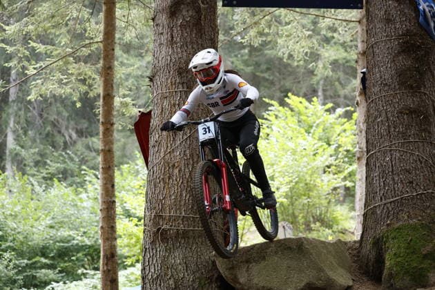 28.08.2026, Daolasa di Commezzadura, Black Snake, 2026 UCI MTB World Championship, WM, Weltmeisterschaft Women Junior s Qualifications DHI (downhill) Willow Baker 31 (GBR) Daolasa di Commezzadura Black Snake Trento Italy Copyright: xJustPictures.ch FrancescoxMinghettix jp-en-FrMi-_NG_1135