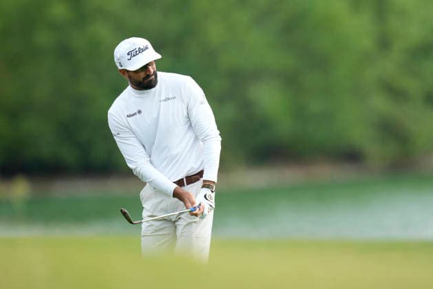SUTTON COLDFIELD, ENGLAND - AUG 28: Francesco Laporta (ITA) chips to the 8th green during the completion of the delayed Round 1 at the 2026 Husqvarna British Masters at The Belfry, Sutton Coalfield on August 28, 2026 in Warwickshire, England The 2026 Husqvarna British Masters
