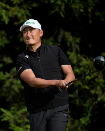SUTTON COLDFIELD, ENGLAND - AUG 28: Hao-Tong Li (CHN) plays from the ninth tee during the completion of the delayed Round 1 at the 2026 Husqvarna British Masters at The Belfry, Sutton Coalfield on August 28, 2026 in Warwickshire, England The 2026 Husqvarna British Masters