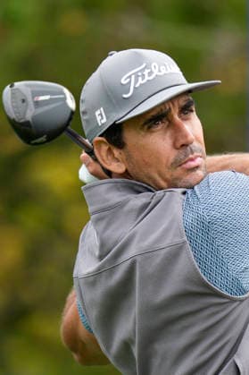 SUTTON COLDFIELD, ENGLAND - AUG 28: Rafa Cabrera Bello (ESP) plays from the eighteenth tee during the completion of the delayed Round 1 at the 2026 Husqvarna British Masters at The Belfry, Sutton Coalfield on August 28, 2026 in Warwickshire, England The 2026 Husqvarna British Masters