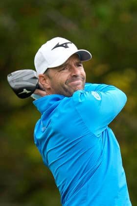 SUTTON COLDFIELD, ENGLAND - AUG 28: Marcel Schneider (GER) plays from the eighteenth tee during the completion of the delayed Round 1 at the 2026 Husqvarna British Masters at The Belfry, Sutton Coalfield on August 28, 2026 in Warwickshire, England The 2026 Husqvarna British Masters
