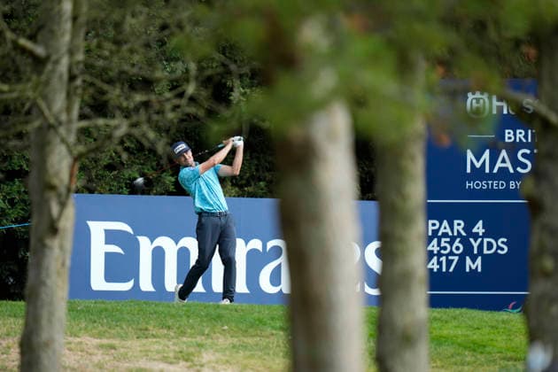 SUTTON COLDFIELD, ENGLAND - AUG 28: Quim Vidal (ESP) plays from the ninth tee during the completion of the delayed Round 1 at the 2026 Husqvarna British Masters at The Belfry, Sutton Coalfield on August 28, 2026 in Warwickshire, England The 2026 Husqvarna British Masters