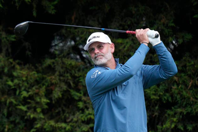 SUTTON COLDFIELD, ENGLAND - AUG 28: Paul Waring (ENG) plays from the ninth tee during the completion of the delayed Round 1 at the 2026 Husqvarna British Masters at The Belfry, Sutton Coalfield on August 28, 2026 in Warwickshire, England The 2026 Husqvarna British Masters