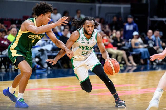 August 28, 2026, Manilla, Manila, Philippines: James JUSTICE Jnr in action for Syria challenged by Australia s Dash DANIELS of Australia. Australia vs Syria in their Group E match of the FIBA Basketball World Cup Qualifiers at the Mall of Asia Arena, Manila, Philippines on Friday 28 August 2026. FIBA World Cup Basketball Asian Qualifiers  - ZUMAr144 20260828_zap_r144_009 Copyright: xJaynexRussellx