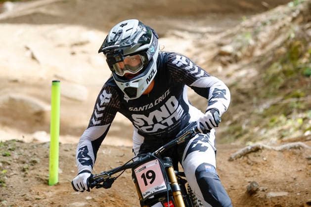 TRENTO, ITALY - AUGUST 28: Eliana Hulsebosch from New Zealand testing the track before the Uci Mountainbike World Championship, WM, Weltmeisterschaft - Women and Men Elite Downhill qualifications at Val di Sole on August 28, 2026 in Trento, Italy. Trento Val di Sole Trento Italy Copyright: xJustPictures.ch FrancescoxMinghettix jp-en-EuSpIm-JP6_FRM_UCIWC_WMNDH_28_Aug_000137