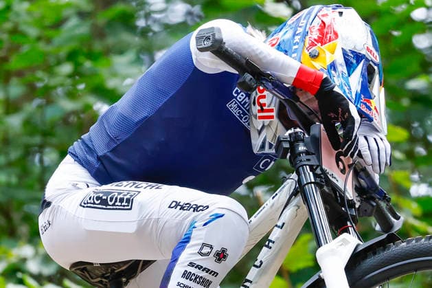 TRENTO, ITALY - AUGUST 28: Myriam Nicole from France visualizes the track ahead of the Uci Mountainbike World Championship, WM, Weltmeisterschaft - Women and Men Elite Downhill qualifications at Val di Sole on August 28, 2026 in Trento, Italy. Trento Val di Sole Trento Italy Copyright: xJustPictures.ch FrancescoxMinghettix jp-en-EuSpIm-JP6_FRM_UCIWC_WMNDH_28_Aug_000138
