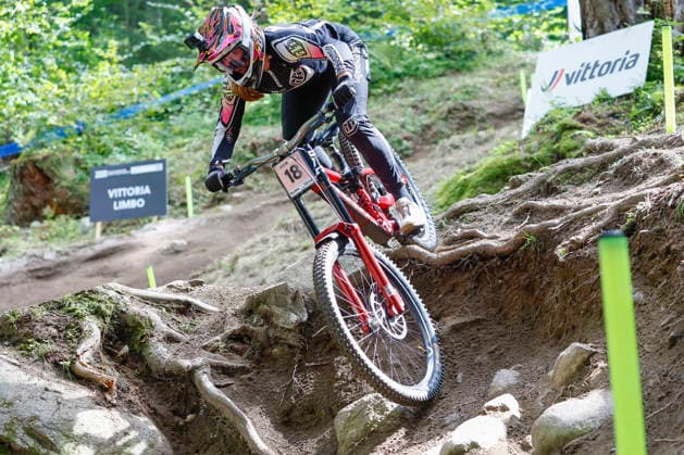 TRENTO, ITALY - AUGUST 28: Kate Hastings from New Zealand testing the track one last time before the Uci Mountainbike World Championship, WM, Weltmeisterschaft - Women and Men Elite Downhill qualifications at Val di Sole on August 28, 2026 in Trento, Italy. Trento Val di Sole Trento Italy Copyright: xJustPictures.ch FrancescoxMinghettix jp-en-EuSpIm-JP6_FRM_UCIWC_WMNDH_28_Aug_000147