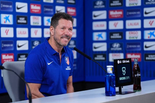 August 28, 2026, Madrid, Madrid, Spain: Diego Pablo Simeone, head coach of Atletico de Madrid, attends his press conference, PK, Pressekonferenz during a training session of Atletico de Madrid ahead the Spanish League, LaLiga EA Sports, match against Sevilla FC at Ciudad Deportiva Wanda Atletico de Madrid on August 28, 2026, in Madrid, Spain. Atletico De Madrid Training Session And Press Conference - Laliga Ea Sports - ZUMAa181 20260828_zaa_a181_051 Copyright: xDennisxAgyemanx