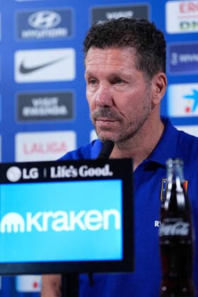 August 28, 2026, Madrid, Madrid, Spain: Diego Pablo Simeone, head coach of Atletico de Madrid, attends his press conference, PK, Pressekonferenz during a training session of Atletico de Madrid ahead the Spanish League, LaLiga EA Sports, match against Sevilla FC at Ciudad Deportiva Wanda Atletico de Madrid on August 28, 2026, in Madrid, Spain. Atletico De Madrid Training Session And Press Conference - Laliga Ea Sports - ZUMAa181 20260828_zaa_a181_058 Copyright: xDennisxAgyemanx