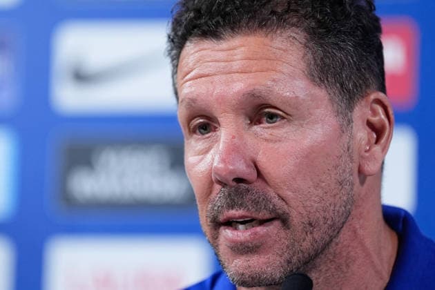 August 28, 2026, Madrid, Madrid, Spain: Diego Pablo Simeone, head coach of Atletico de Madrid, attends his press conference, PK, Pressekonferenz during a training session of Atletico de Madrid ahead the Spanish League, LaLiga EA Sports, match against Sevilla FC at Ciudad Deportiva Wanda Atletico de Madrid on August 28, 2026, in Madrid, Spain. Atletico De Madrid Training Session And Press Conference - Laliga Ea Sports - ZUMAa181 20260828_zaa_a181_064 Copyright: xDennisxAgyemanx