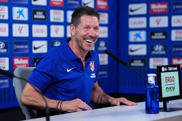 August 28, 2026, Madrid, Madrid, Spain: Diego Pablo Simeone, head coach of Atletico de Madrid, attends his press conference, PK, Pressekonferenz during a training session of Atletico de Madrid ahead the Spanish League, LaLiga EA Sports, match against Sevilla FC at Ciudad Deportiva Wanda Atletico de Madrid on August 28, 2026, in Madrid, Spain. Atletico De Madrid Training Session And Press Conference - Laliga Ea Sports - ZUMAa181 20260828_zaa_a181_069 Copyright: xDennisxAgyemanx