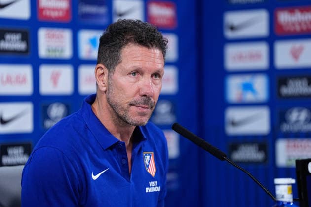August 28, 2026, Madrid, Madrid, Spain: Diego Pablo Simeone, head coach of Atletico de Madrid, attends his press conference, PK, Pressekonferenz during a training session of Atletico de Madrid ahead the Spanish League, LaLiga EA Sports, match against Sevilla FC at Ciudad Deportiva Wanda Atletico de Madrid on August 28, 2026, in Madrid, Spain. Atletico De Madrid Training Session And Press Conference - Laliga Ea Sports - ZUMAa181 20260828_zaa_a181_071 Copyright: xDennisxAgyemanx