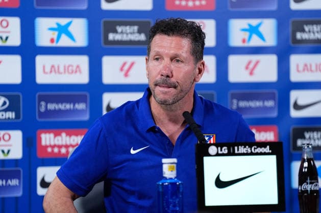 August 28, 2026, Madrid, Madrid, Spain: Diego Pablo Simeone, head coach of Atletico de Madrid, attends his press conference, PK, Pressekonferenz during a training session of Atletico de Madrid ahead the Spanish League, LaLiga EA Sports, match against Sevilla FC at Ciudad Deportiva Wanda Atletico de Madrid on August 28, 2026, in Madrid, Spain. Atletico De Madrid Training Session And Press Conference - Laliga Ea Sports - ZUMAa181 20260828_zaa_a181_075 Copyright: xDennisxAgyemanx