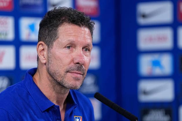 August 28, 2026, Madrid, Madrid, Spain: Diego Pablo Simeone, head coach of Atletico de Madrid, attends his press conference, PK, Pressekonferenz during a training session of Atletico de Madrid ahead the Spanish League, LaLiga EA Sports, match against Sevilla FC at Ciudad Deportiva Wanda Atletico de Madrid on August 28, 2026, in Madrid, Spain. Atletico De Madrid Training Session And Press Conference - Laliga Ea Sports - ZUMAa181 20260828_zaa_a181_081 Copyright: xDennisxAgyemanx