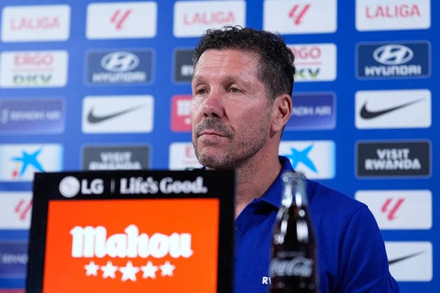 August 28, 2026, Madrid, Madrid, Spain: Diego Pablo Simeone, head coach of Atletico de Madrid, attends his press conference, PK, Pressekonferenz during a training session of Atletico de Madrid ahead the Spanish League, LaLiga EA Sports, match against Sevilla FC at Ciudad Deportiva Wanda Atletico de Madrid on August 28, 2026, in Madrid, Spain. Atletico De Madrid Training Session And Press Conference - Laliga Ea Sports - ZUMAa181 20260828_zaa_a181_093 Copyright: xDennisxAgyemanx