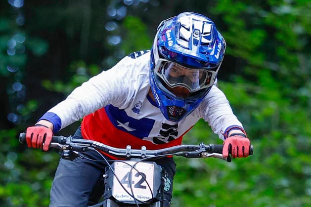 TRENTO, ITALY - AUGUST 28: Fernanda Gildemeister Menzel from Chile in action during the Uci Mountainbike World Championship, WM, Weltmeisterschaft - Women and Men Elite Downhill qualifications at Val di Sole on August 28, 2026 in Trento, Italy. Trento Val di Sole Trento Italy Copyright: xJustPictures.ch FrancescoxMinghettix jp-en-EuSpIm-JP6_FRM_UCIWC_WMNDH_28_Aug_000166-2
