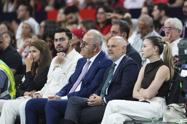Turkiye v Poland - CEV EuroVolley 2026 ISTANBUL, TURKIYE - AUGUST 28: Chief Advisor to the Turkish President on Foreign Policy and Security Akif Cagatay Kilic (2nd R) and President of the Turkish Volleyball Federation Mehmet Akif Ustundag (3rd R) watch the CEV EuroVolley 2026 Women Group A match between Turkiye and Poland at Sinan Erdem Dome in Istanbul, Turkiye on August 28, 2026. Bunyamin Celik Anadolu Istanbul Turkey. Editorial use only. Please get in touch for any other usage.  Copyright: x2026xAnadoluxBunyaminxCelikx
